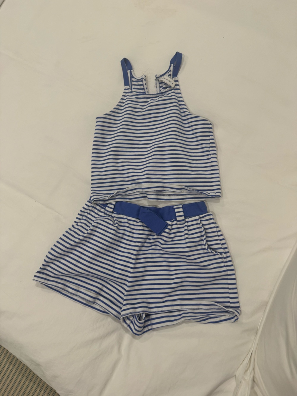Janie and Jack Blue and White Striped Tank & Shorts Set